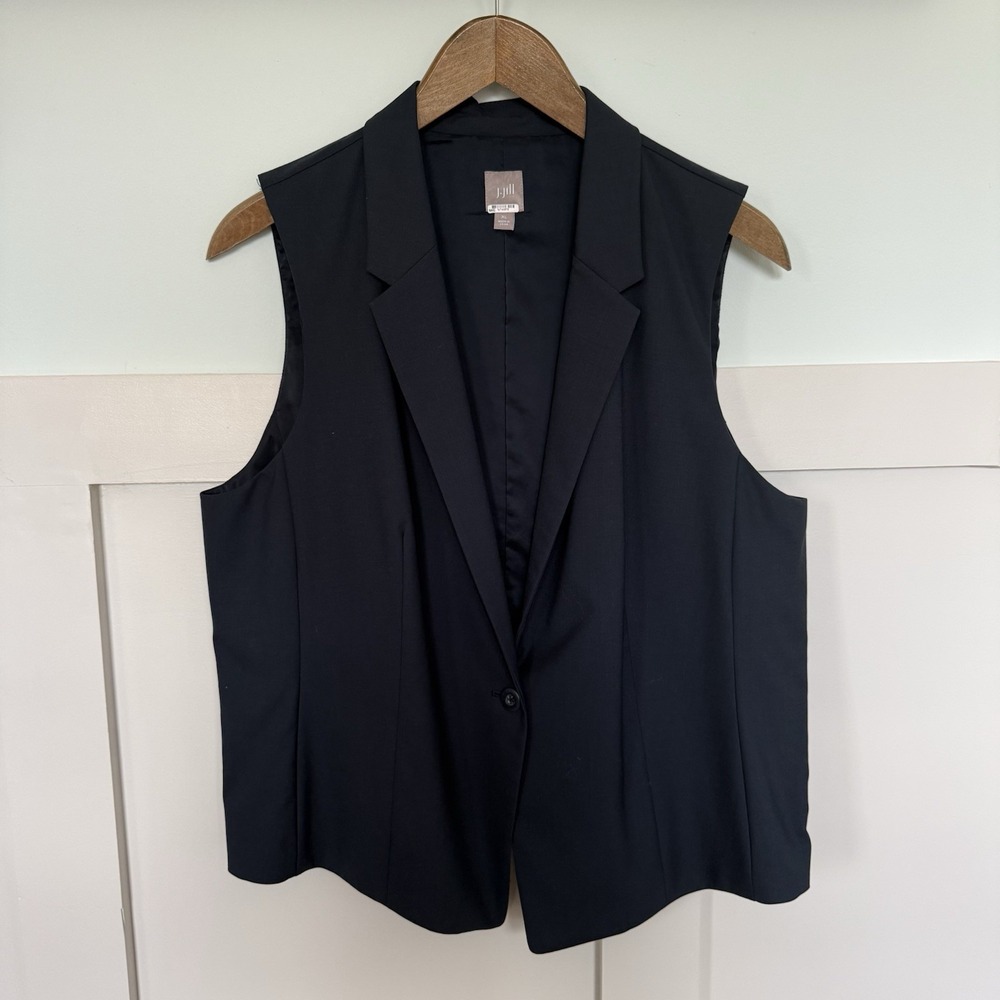J. Jill 100% Wool Suit Vest Women's Size XL Navy Blue Career Office Business